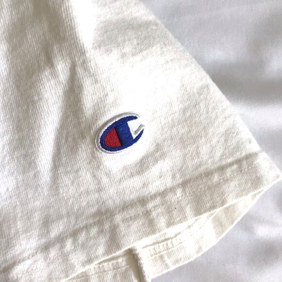 Champion Men T-Shirt Size Medium White Logo Graphic Neon Short Sleeve Cotton EUC - Picture 3 of 8
